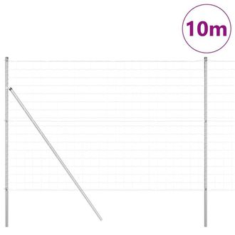 Berkfield Home Modern Euro Fence with 7 Posts 1.5x10 m Galvanised Steel in Silver