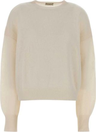 Le Kasha Modena Geborstelde Trui - Dames - Ronde hals truien - Wit - M/L - Kasjmier - Truien & Vesten