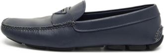 Prada Mocassini in pelle con logo - Blu