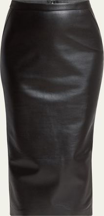 Givenchy Leather Godet-Back Midi Pencil Skirt