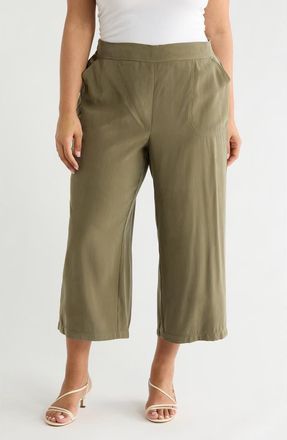 Max Studio Brushed Twill Crop Wide Leg Pants in Sage at Nordstrom Rack, Size 1 X