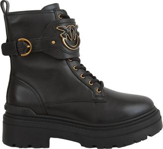 Pinko Mia 07 Ankle Boot - Dames - Veterlaarzen - Zwart - 38 EU - Leer - Schoenen