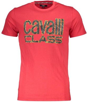 Cavalli Mens Logo Graphic Tshirt - Red Cotton - Size X-Large