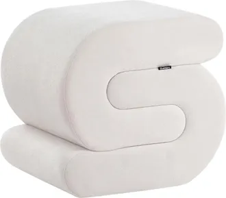 Beliani Puf Chenilla Blanco crema