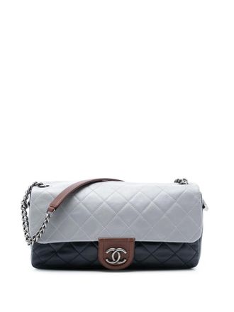 Chanel 2012 Large Tricolor Quilted Lambskin Country Chic Flap shoulder bag - Blue
