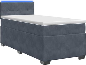 vidaXL Cama Con Base Tapizada, Colch&oacute;n Y Luz Led Gris Oscuro Vidaxl