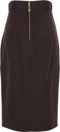 Elisabetta Franchi Womens Dress With Bow Belt Brown Viscose Skirt