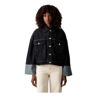 Twinset Giacca corta oversize in denim - - Jackets - Donna - Blu - M