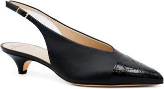 Amalfi By Rangoni Accento Slingback Pointed Cap Toe Kitten Heel Pump in Black Etoile/Black Soft Print at Nordstrom, Size 7.5