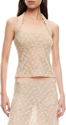 Lioness Palisades Lace Halter Top in Taupe at Nordstrom, Size X-Small