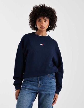 Tommy Jeans Felpa squadrata blu navy con logo