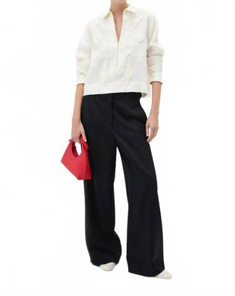Oroton Ribbon Trim Shirt In Fresh Cream