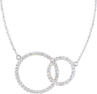 Jewelco London 9ct White Gold Round 1/3ct Diamond Circle Charm Necklace 18 inch - PNEAXL20034W