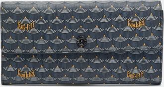 FAUR&Eacute; LE PAGE Blue/black Coated Canvas Continental Flap Wallet