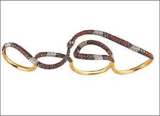 Gucci Ouroboros Ladies 18k Yellow Gold Diamond Multifinger Ring