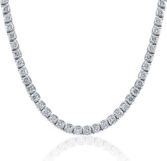 Pompeii3 Huge 33 Ct Natural Diamond Tennis Necklace 14K White Gold 20