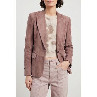 Brunello Cucinelli Dusty Pink Suede Blazer, Brand Size 44 (US Size 10)