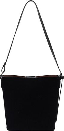 Generic Women Suede Bucket Bag Adjustable Strap Crossbody Bag Magnetic Closure Handbag Trendy Tote Bag for Work Travel (Black)