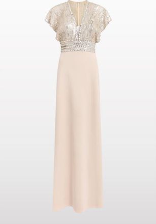 Jenny Packham Cary Sequin V-Neck Maxi Dress in Moonstone at Nordstrom, Size 10 Uk