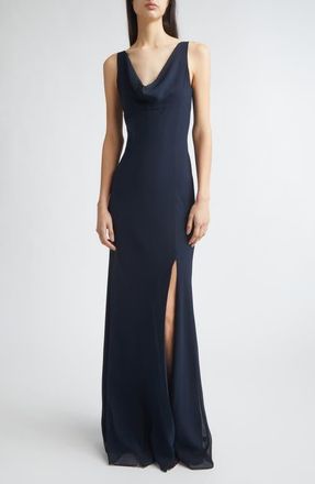Jason Wu Plunging Cowl Georgette Gown in Ultra Navy at Nordstrom, Size 12