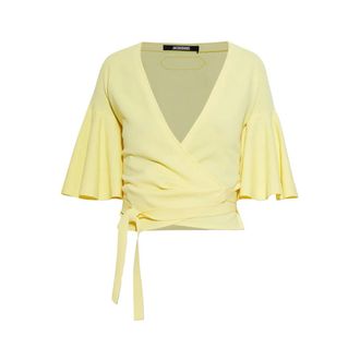 Jacquemus Blouses, female, Yellow, Size: 2XS La Maille Paysan