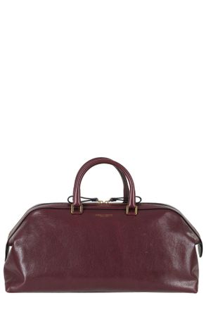 Alberta Ferretti Bordeaux Double Zip Embossed Logo Leather Tote Bag