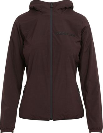 Moncler monogram-plaque hooded jacket - women - Polyester/Spandex/Elastane/Polyamide - 2 - Brown