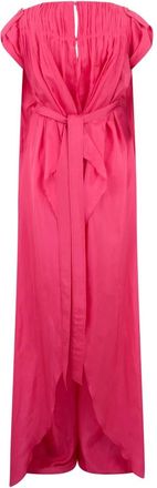 Alberta Ferretti Kleedjes, Dames, Roze, L, Lange jurk met korte mouwen