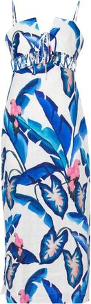 Farm Rio Foliage maxi dress - women - Linen/Flax/Cotton - M - White
