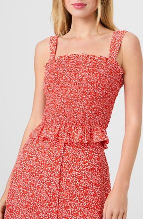 French Connection Mad Crepe Smocked Tank in Candied Apple at Nordstrom, Size X-Small