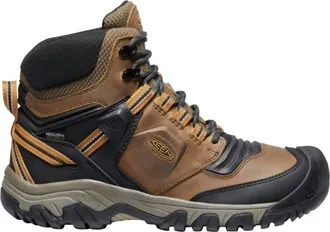 Keen Mens Ridge Flex Mid Waterproof Hiking Boots In Bison/golden Brown