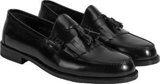 Desa Man Slip-On Loafers - Leather Upper, Tassel Detail, Flat Heel, Breathable | Black - 42