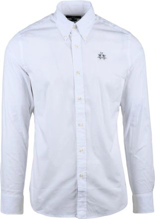 La Martina White Cotton-Blend Stretch Shirt