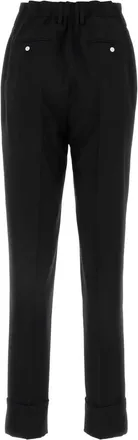 Prada Womens Wool Blend Trousers Black Trochus Niloticus