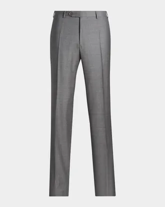 Canali Men & apos;s Denim-Effect Wool Straight Leg Trousers