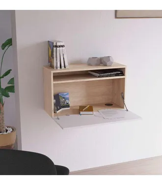 HERDASA Herdasa - Escritorio Suspendido Modelo 628 Color Roble Y Blanco. 44x75x30 (alto X Ancho X Fondo)