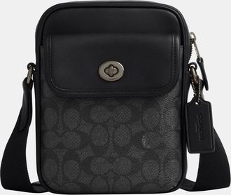 Coach Mens Turnlock Crossbody in Signature - Charcoal - One Size