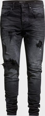 Purple Men & apos;s P002 Black Repair Slim Jeans
