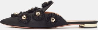 Aquazzura Black Canvas Sunflower Mules