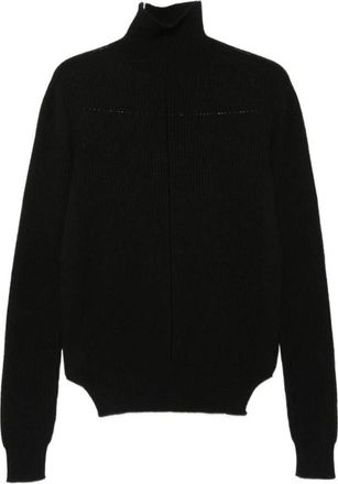 Rick Owens Ribbed Knit Turtleneck Sweater - Dames - Coltruien - Zwart - L - Wol - Truien & Vesten
