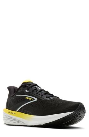 Brooks Launch 12 Running Sneaker in Black/Cyber Yellow/Oyster at Nordstrom, Size 11.5