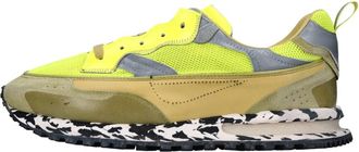 Hidnander Leren en Stoffen Sneakers - Heren - Sneakers - Geel - 43 EU - Leer - Schoenen