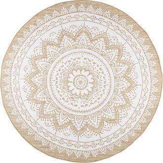 Maisons du monde Alfombra redonda tejida en yute y algod&oacute;n blanco D180