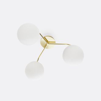 La Redoute Interieurs Driedubbele wandlamp in messing en opaline glas, Moricio