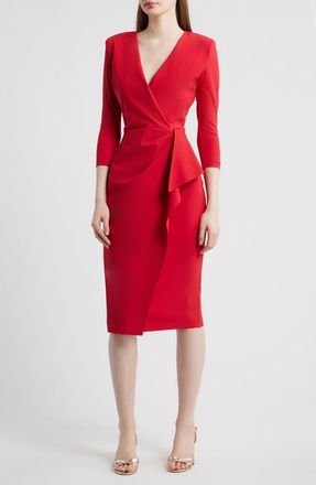 La Petite Robe Di Chiara Boni Zuhur Pleated Cocktail Sheath Dress in Ruby at Nordstrom, Size 16 Us