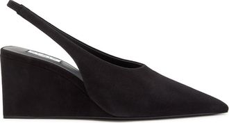 Alaia 75 Suede Wedge Slingback Pumps - Black