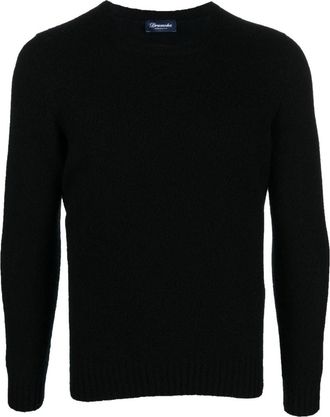 Drumohr Black Crewneck Textured Knit Sweater