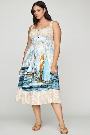 Maeve Cotton Sweetheart Midi Dress