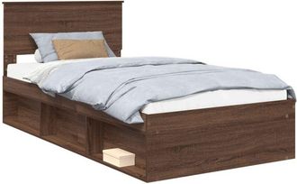 vidaXL Estructura De Cama Con Cabecera Roble Marr&oacute;n 100 X 200 Cm Vidaxl