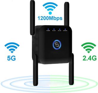 OEM Repetidor Wifi De Doble Banda Ac24, Amplificador De Se&ntilde;al Wifi Inal&aacute;mbrico De 1200m, Enrutador De Pared, Repetidor Wifi (negro)